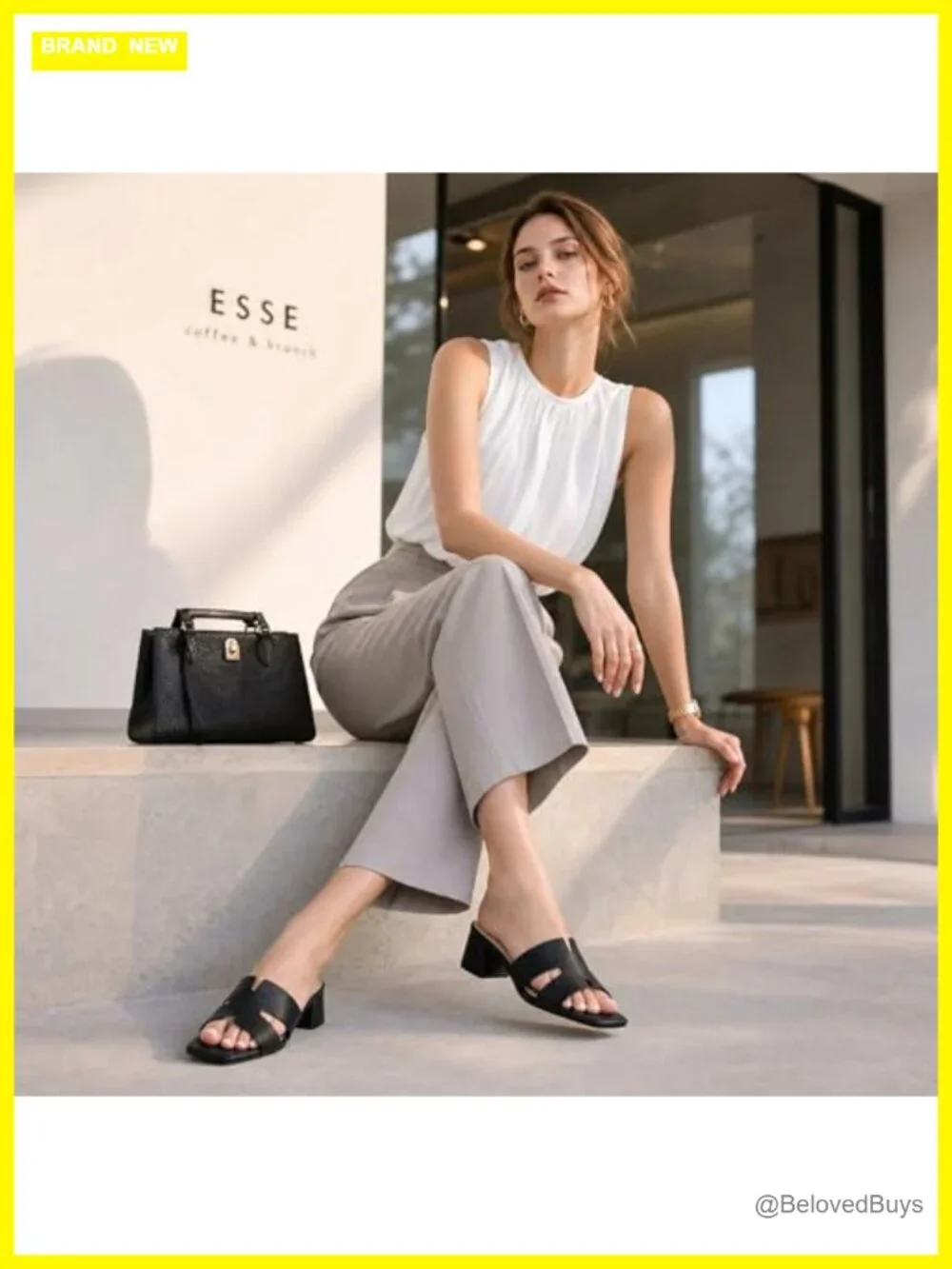Women's Square Toe Low Block Heel Sandals Slip On Casual PU Leather